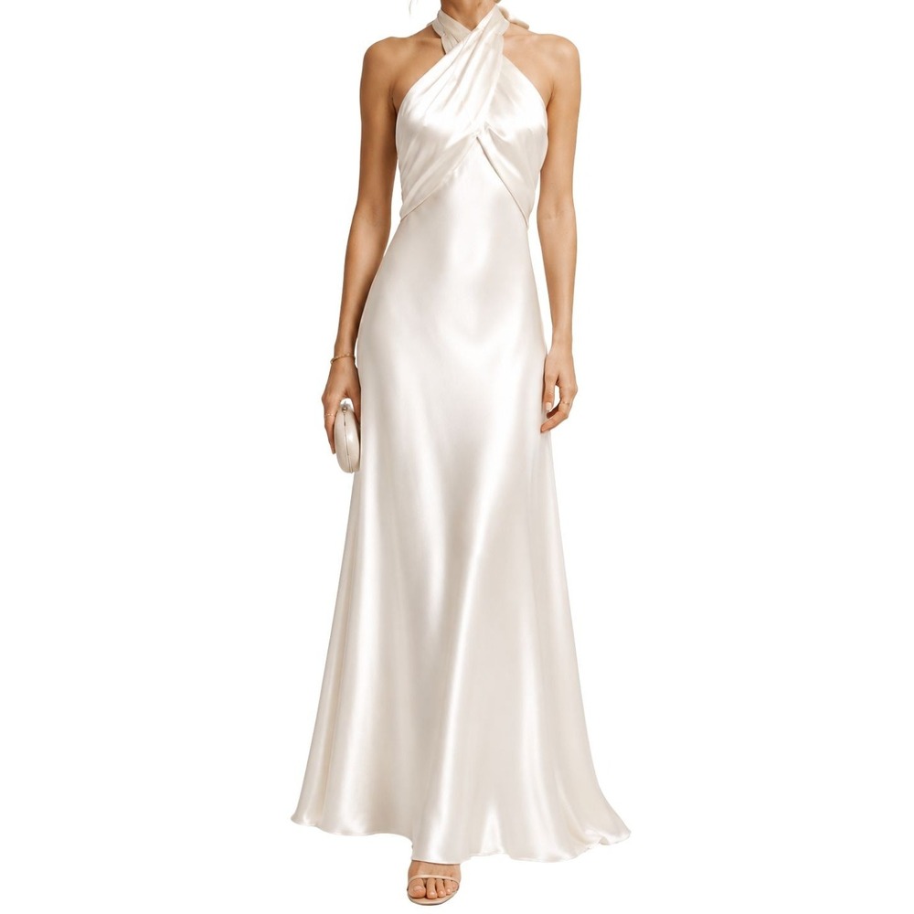 NWT Reformation Veria Silk Maxi Dress Gown Ivory Bridal Wedding Rehearsal 0